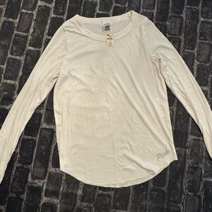 PINK Victoria's Secret Cream Long Sleeve Tee